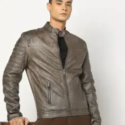 Men Regular Fit Biker Jacket-picture-50