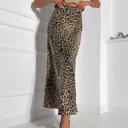 Women Cheetah Print Girl Straight Skirt with Back Slit-picture-36