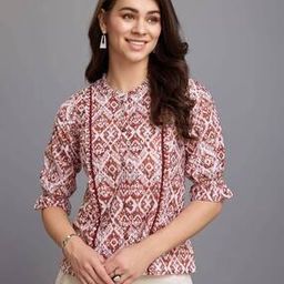 Women Ikat Print Relaxed Fit Top-image-5