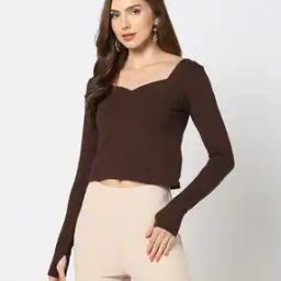 Women Regular Fit Sweetheart -Neck Top-image-3