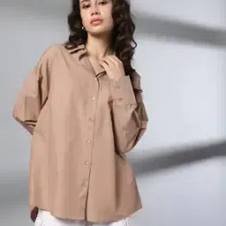 Women Oversized Shirt with Drop-Shoulder Sleeves-image-67