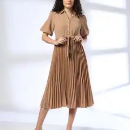 Women Fit & Flare Dress with Tie-Up Belt-image-11