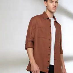 Men Regular Fit Shacket with Patch Pockets-image-85