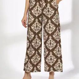 Women Printed Straight Fit Flat-Front Trousers-image-58