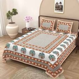 Floral Print Double Bedsheet with Pillow Covers-51