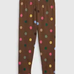Polka-Dot Print Leggings with Elasticated Waist-image-2