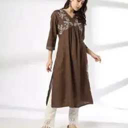Women Placement Embroidered Flared Kurta-image-76