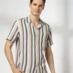 Men Striped Regular Fit Shirt with Patch Pocket-image-99