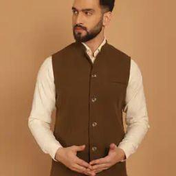 Men Tailored Fit Woollen Nehru Jacket-39