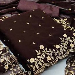 Embellished 3-Piece Unstitched Dress Material-image-2