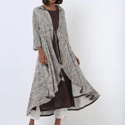 Straight Kurta with Printed Shrug-image-55