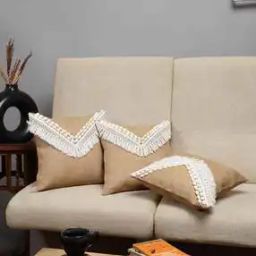 Pack of 3 Jute Cushion Covers with Zip Closure-8