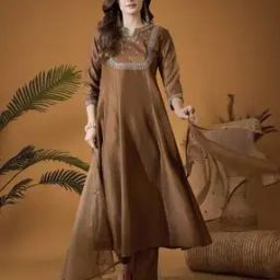 Women Embroidered Flared Kurta Set-52
