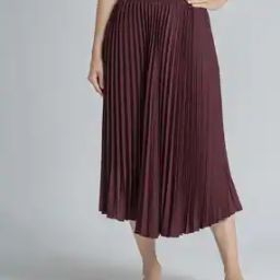 Pleated Flared Skirt with Elasticated Waist-image-37
