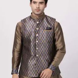 Floral Woven Nehru jacket-34
