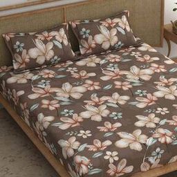 210 TC Floral Print Double Bedsheet with Pillow Covers-picture-35