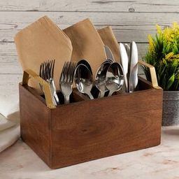 Mango Wood Cut Cutlery Holder-image-31