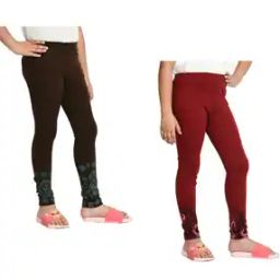 Pack of 2 Leggings with Floral Print Hem-image-18
