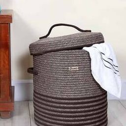 Striped Laundry Basket with Lid-29