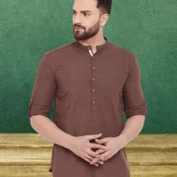 Men Regular Fit Short Kurta with Mandarin Collar-image-89
