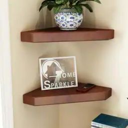 Set of 2 Wooden Corner Wall Shelf-35