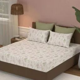 Floral Print King-Size Bedsheet with Pillow Covers-22