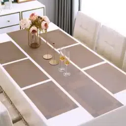 PVC Set of 6 Dining Table Mats with Runner (AR2310)-image-23
