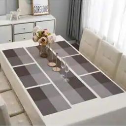 PVC Dinner Mats Set of 6 with Runner for Dining Table-26