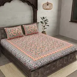 153 GSM Floral Print Double Bedsheet with Pillow Covers-image-15