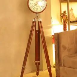 Floor Clock With Wooden Tripod Stand-image-79