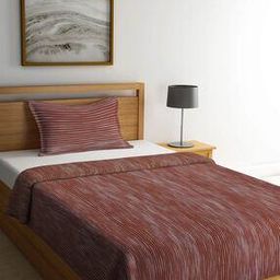 Striped Cotton Single Bed Cover with Pillow Cover-11