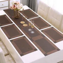 Set of 6 Geometric Print Washable Placemats with Runner-image-10