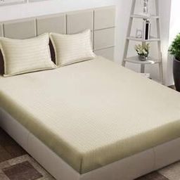 210 TC Leaf Print King-Size Bedsheet with Pillow Covers-9