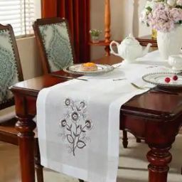 Floral Embroidered Table Runner 33" x 15"-8