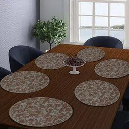 Set of 6 Floral Print Round Table Mats-image-51