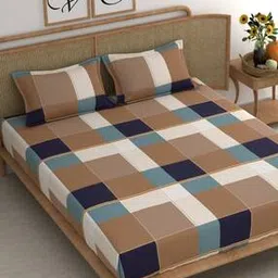 210 TC Geometric Print King-Size Bedsheet with Pillow Covers-image-73