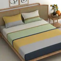 210 TC Striped King-Size Bedsheet with Pillow Covers-image-8