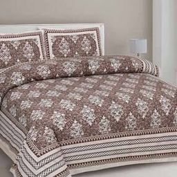 150 TC Floral Print King Size Bedsheet with 2 Pillow Covers-image-42