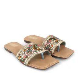 Floral Embroidered Slip-On Sandals-21