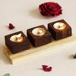 Set of 3 Wooden Tea Light Candle Stand-image-5