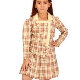 Girls Checked Skirt & Top Set-image-57
