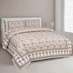 150 TC Floral Print King-Size Bedsheet with Pillow Covers-image-92