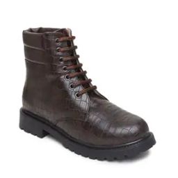 Textured Lace-Up Ankle-Length Boots-image-13