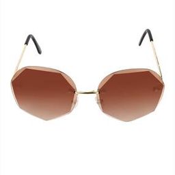 Floyd Gold Frame Brown Lens Stylish Rimless Sunglasses-image-1