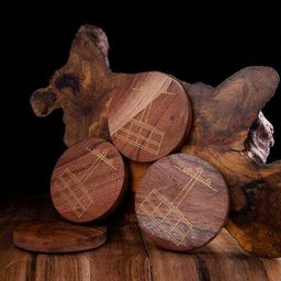 gibox Set of 4 Wooden Table Coasters image 1