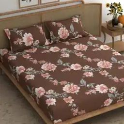 210 TC Floral Double Bedsheet with 2 Pillow Covers-image-3