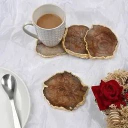 Pack of 4  Agate Coasters with gold edge-image-32