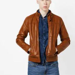 Textured Biker Jacket with Mock Collar-picture-14