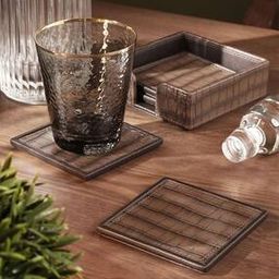 Set of 4 roco Texture Faux Leather Coasters-37