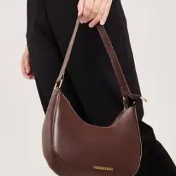 Women Half Moon Shape Bag with Zip Closure-0